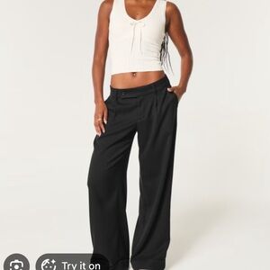 BUNDLE Hollister Women's Elegant Black Wide Leg Trousers